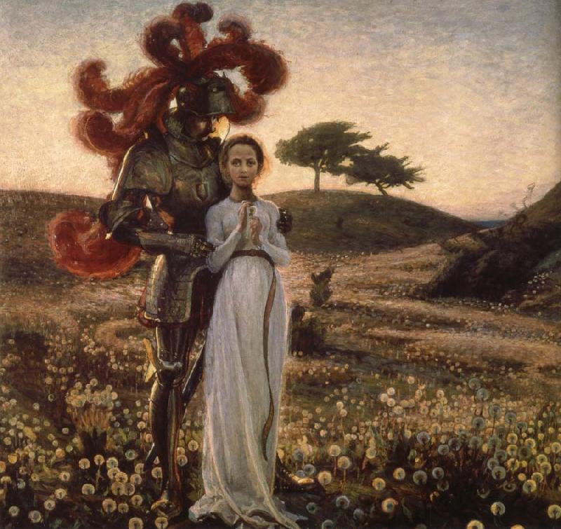Richard Bergh Knight and The virgin oil painting picture